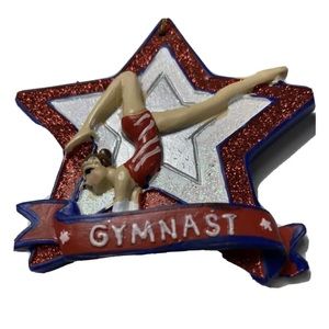 Gymnast Christmas Tree Ornament Star Shape Shadow Box Red Blue